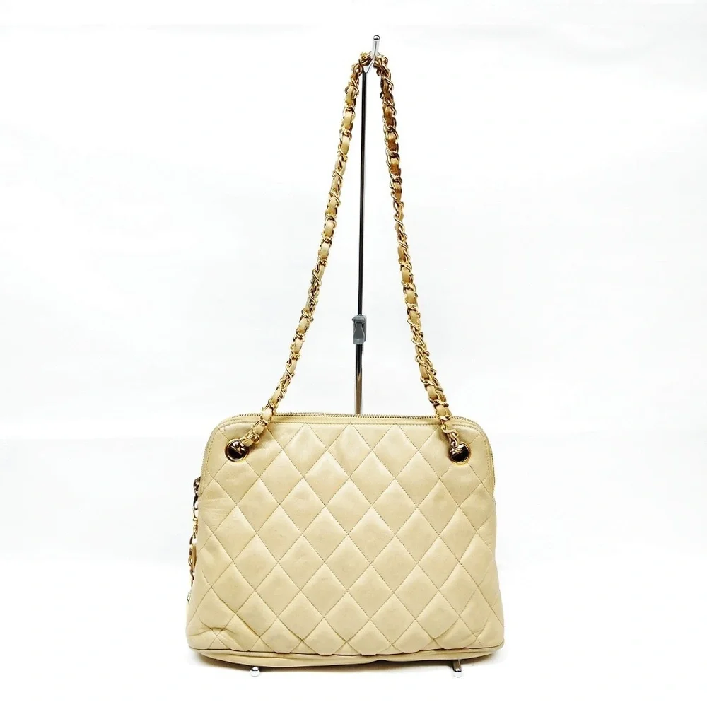 Chanel Beige Lamb Skin Bag
